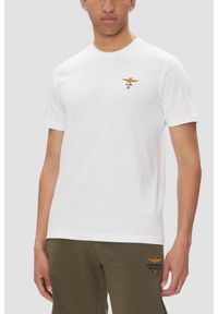 Aeronautica Militare - AERONAUTICA MILITARE Biały bawełniany męski t-shirt, Rozmiar 3XL. Okazja: na co dzień. Kolor: biały. Materiał: bawełna. Styl: casual, klasyczny #1