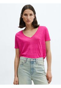 mango - Mango T-Shirt Linito 67006318 Różowy Relaxed Fit. Kolor: różowy. Materiał: len #1