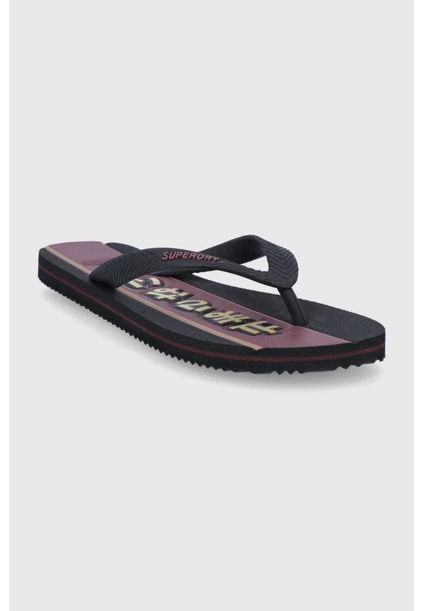 Superdry Japonki męskie kolor czarny. Kolor: czarny. Materiał: materiał, guma. Obcas: na obcasie. Wysokość obcasa: niski