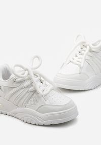 Renee - Białe Sneakersy na Grubej Podeszwie z Brokatem Lenema. Okazja: na co dzień. Kolor: biały #3