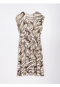 Sinsay - Wiskozowa sukienka midi w abstrakcyjny wzór - brązowy. Kolor: brązowy. Materiał: wiskoza. Długość: midi #1
