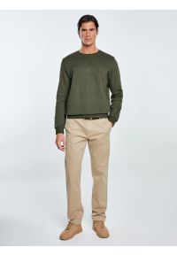 Big-Star - Bluza męska ze splotem pique khaki Wiron 303. Okazja: na co dzień. Kolor: zielony. Materiał: jeans, tkanina, materiał, dzianina. Wzór: ze splotem. Styl: klasyczny, casual #3