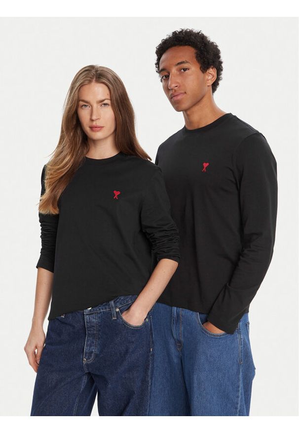 AMI PARIS - AMI Paris Longsleeve BFUTS235.724 Czarny Regular Fit. Kolor: czarny. Materiał: bawełna. Długość rękawa: długi rękaw