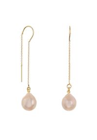 Braccatta - SILVIA Długie srebrne kolczyki przewlekane perły duże różowe naturalne. Materiał: srebrne. Kolor: różowy, wielokolorowy, srebrny. Kamień szlachetny: perła #1