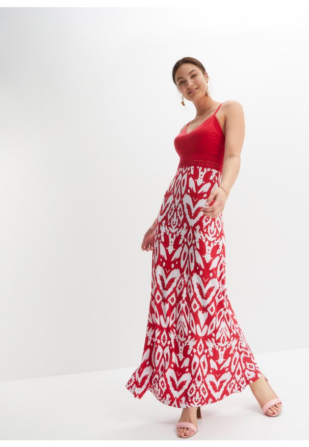 bonprix - Sukienka z dżerseju. Kolor: czerwony. Materiał: jersey. Styl: elegancki
