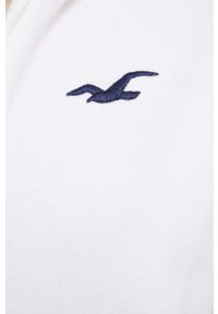 Hollister Co. bluza damska kolor biały z kapturem z aplikacją. Typ kołnierza: kaptur. Kolor: biały. Wzór: aplikacja #5