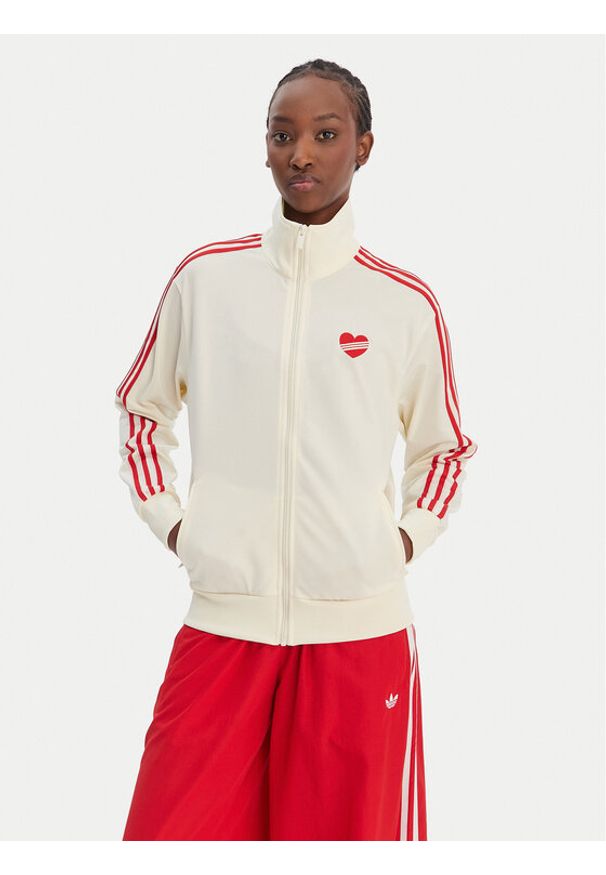 Adidas - adidas Bluza Firebird KQ8075 Beżowy Loose Fit. Kolor: beżowy. Materiał: syntetyk