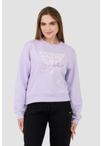 Guess - GUESS Lawendowa damska bluza Icon, Rozmiar L. Kolor: fioletowy