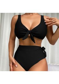 Intica - Strój kąpielowy dwuczęściowy z wiązaniem i wysokim stanem na plażę Ibala. Stan: podwyższony. Kolor: czarny