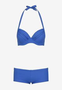 Born2be - Niebieskie Bikini z Ozdobnymi Marszczeniami i Usztywnianą Górą Ireviana. Kolor: niebieski #5