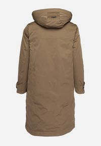 Born2be - Ciemnozielona Kurtka z Kapturem o Wydłużonym Fasonie z Kieszeniami na Suwak Loreldra. Typ kołnierza: kaptur. Kolor: zielony #3