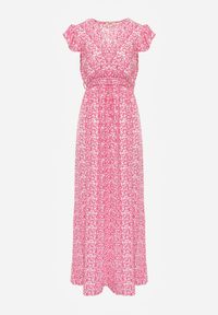 Renee - Różowa Sukienka z Wiskozy Appamene. Typ kołnierza: dekolt kopertowy. Kolor: różowy. Materiał: wiskoza. Wzór: nadruk. Typ sukienki: kopertowe. Długość: maxi #8