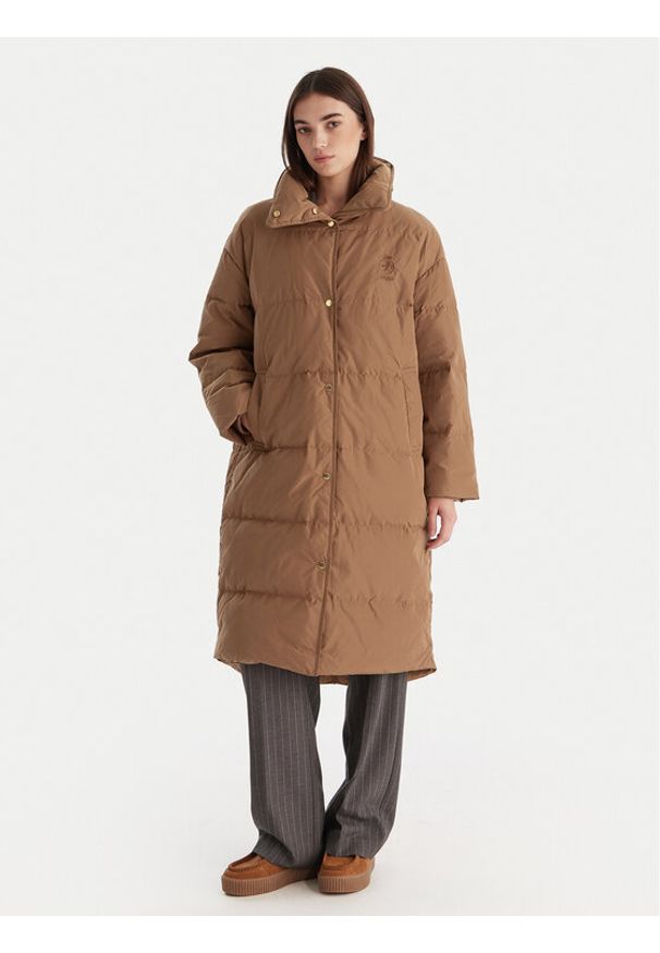 TOMMY HILFIGER - Tommy Hilfiger Kurtka puchowa WW0WW47279 Beżowy Relaxed Fit. Kolor: beżowy. Materiał: syntetyk