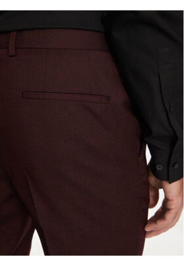 BOSS - Boss Garnitur H-Houston 50518120 Bordowy Slim Fit. Kolor: czerwony. Materiał: wełna