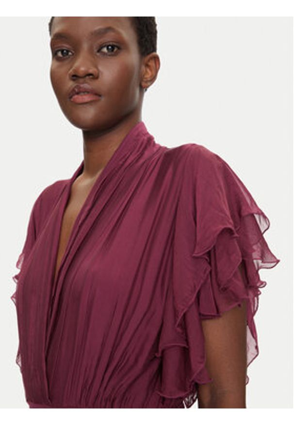 Dixie Sukienka letnia A207W017A Bordowy Regular Fit. Kolor: czerwony. Materiał: jedwab, wiskoza. Sezon: lato