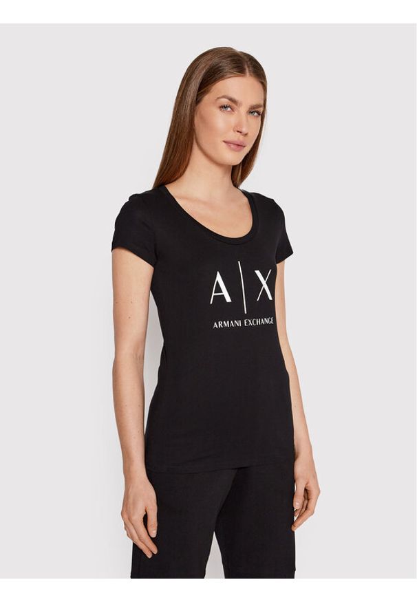 Armani Exchange T-Shirt 8NYT70 YJ16Z 1200 Czarny Regular Fit. Kolor: czarny. Materiał: bawełna