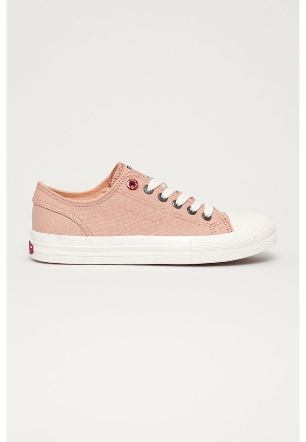 Cross Jeans Tenisówki damskie kolor różowy. Nosek buta: okrągły. Zapięcie: sznurówki. Kolor: różowy. Materiał: guma