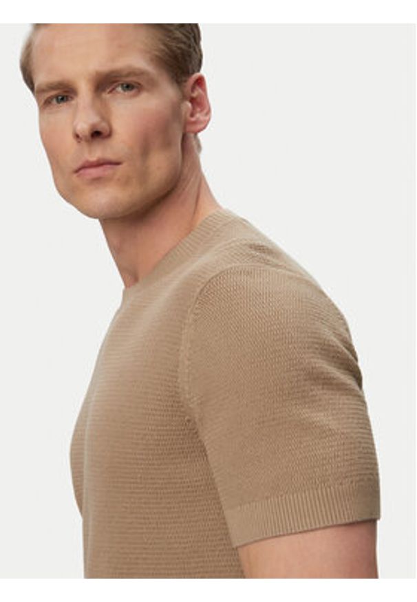 JOOP! Jeans Sweter Sandero 30101597 Beżowy jasny Regular Fit. Kolor: beżowy. Materiał: bawełna