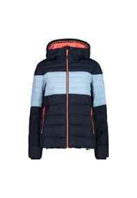 Damska kurtka z kapturem CMP. Typ kołnierza: kaptur. Kolor: niebieski. Materiał: puch. Sport: turystyka piesza #1