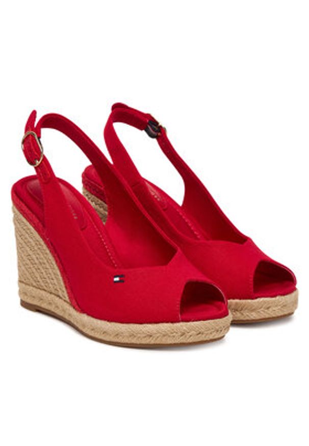 TOMMY HILFIGER - Tommy Hilfiger Espadryle Flag High Wedge Espad Slingback FW0FW09343 Czerwony. Kolor: czerwony. Materiał: materiał
