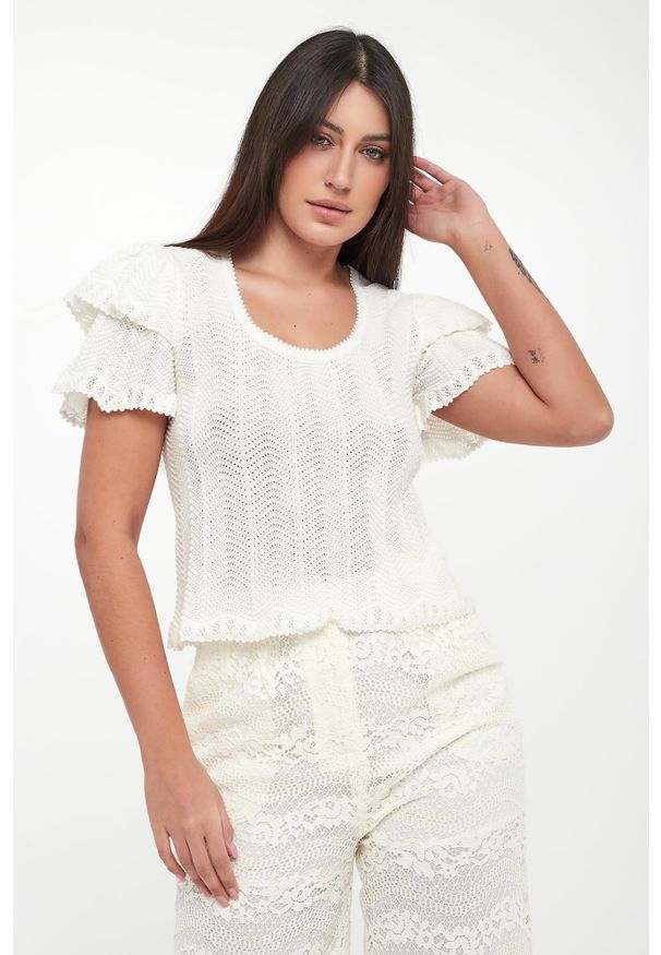 Twinset Milano - Bluzka damska koronkowa TWINSET. Materiał: koronka