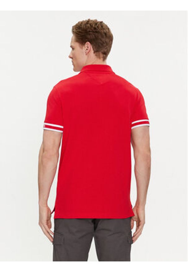 TOMMY HILFIGER - Tommy Hilfiger Polo Monotype MW0MW34737 Czerwony Slim Fit. Typ kołnierza: polo. Kolor: czerwony. Materiał: bawełna