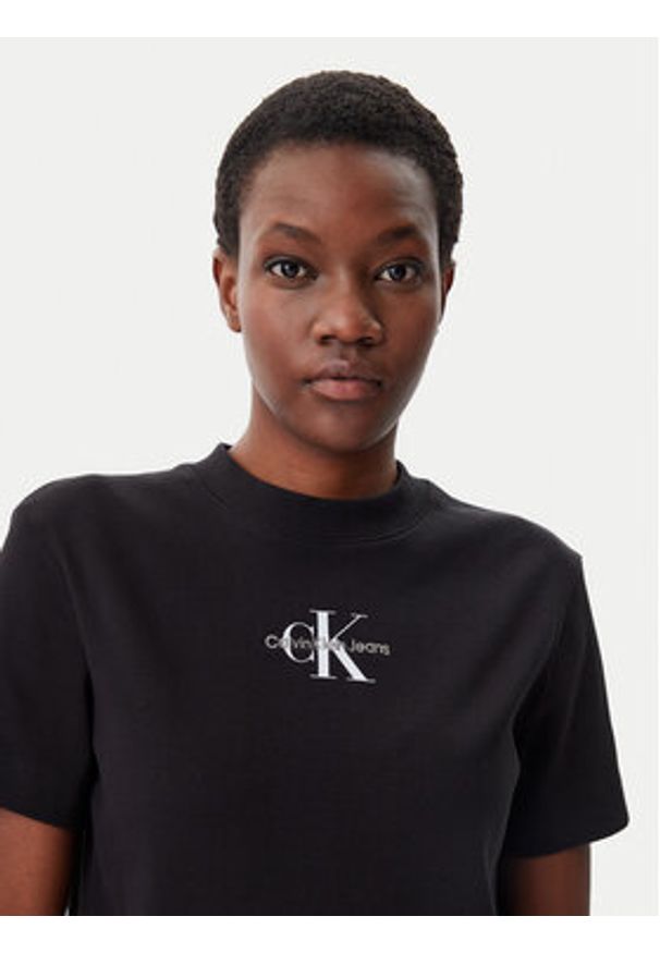 Calvin Klein Jeans Sukienka codzienna Monologo J20J225543 Czarny Regular Fit. Okazja: na co dzień. Kolor: czarny. Materiał: bawełna. Typ sukienki: proste. Styl: casual