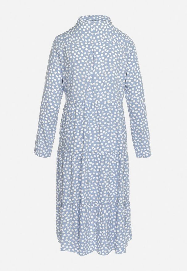 Born2be - Jasnoniebieska Rozkloszowana Sukienka Koszulowa Midi Maijane. Kolor: niebieski. Typ sukienki: koszulowe. Długość: midi