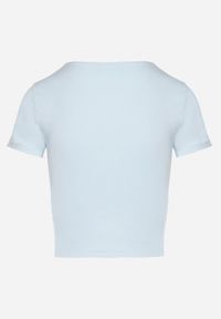 Born2be - Jasnoniebieski T-shirt Krótki z Wiskozą Eframera. Okazja: na co dzień. Kolor: niebieski. Materiał: wiskoza. Długość: krótkie. Styl: klasyczny, elegancki, casual #7