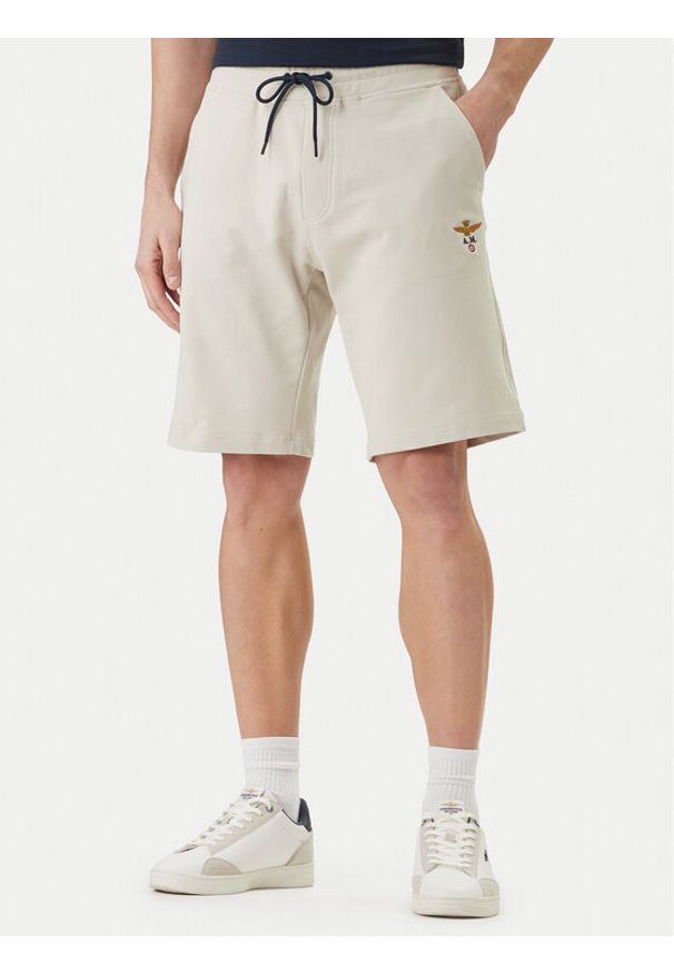 Aeronautica Militare Szorty sportowe 261BF0032UF00674 Beżowy Regular Fit. Kolor: beżowy. Materiał: bawełna. Styl: sportowy