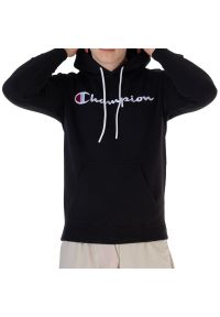 Bluza Champion Embroidered Script Logo Hoodie 219203-KK001 - czarna. Kolor: czarny. Materiał: bawełna, tkanina, poliester. Wzór: napisy. Styl: sportowy, klasyczny