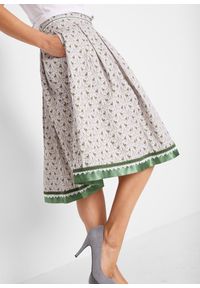 bonprix - Spódnica w ludowym stylu, dł. do kolan. Kolor: szary. Materiał: satyna. Długość: do kolan. Wzór: aplikacja, nadruk. Styl: elegancki #3