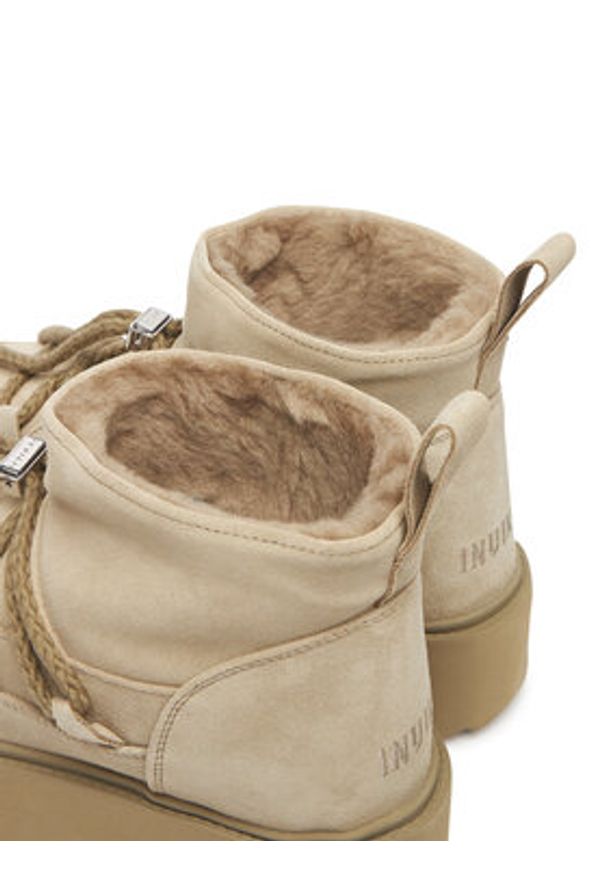 Inuikii Śniegowce Classic Low Platform 75204-004 Beżowy. Kolor: beżowy. Materiał: skóra, zamsz. Obcas: na platformie