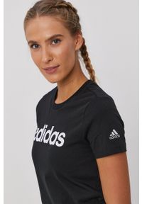 Adidas - adidas t-shirt. Okazja: na co dzień. Kolor: czarny. Wzór: nadruk. Styl: casual #5