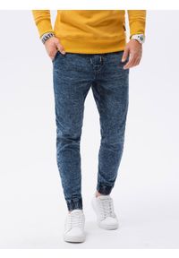 Ombre Clothing - Spodnie męskie jeansowe joggery - niebieskie V1 P1027 - M. Kolor: niebieski. Materiał: jeans. Styl: klasyczny #5