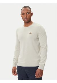 Aeronautica Militare Sweter 252MA1611UL00506 Beżowy Regular Fit. Kolor: beżowy. Materiał: bawełna