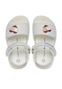 TOMMY HILFIGER - Tommy Hilfiger Sandały Heart Print Velcro Sandal T1A2-33232-0326 S Biały. Kolor: biały. Materiał: skóra. Wzór: nadruk