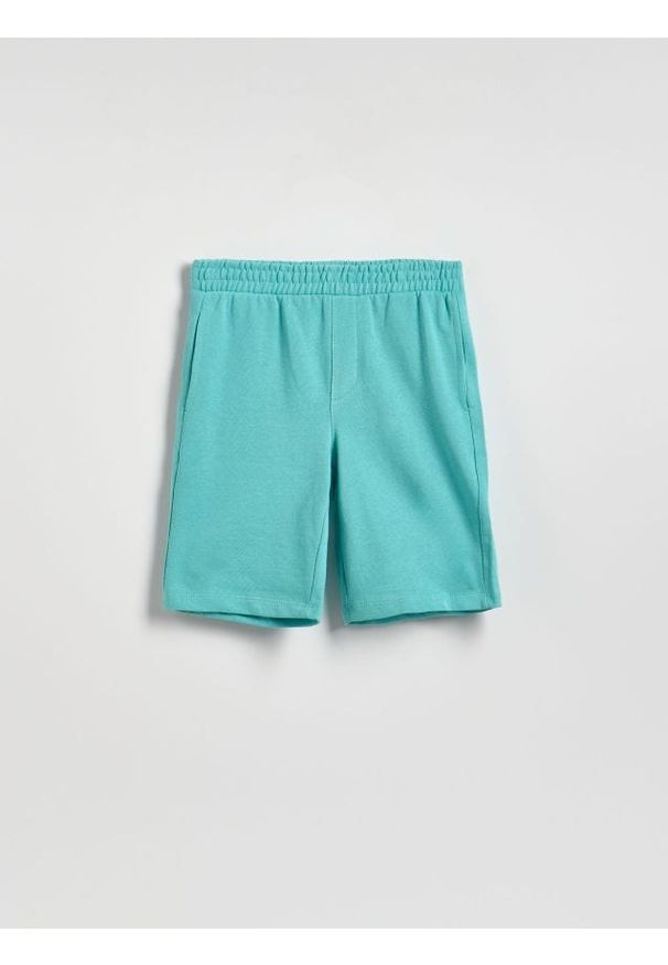 Reserved - Bawełniane szorty bermudy - miętowy. Kolor: miętowy. Materiał: bawełna