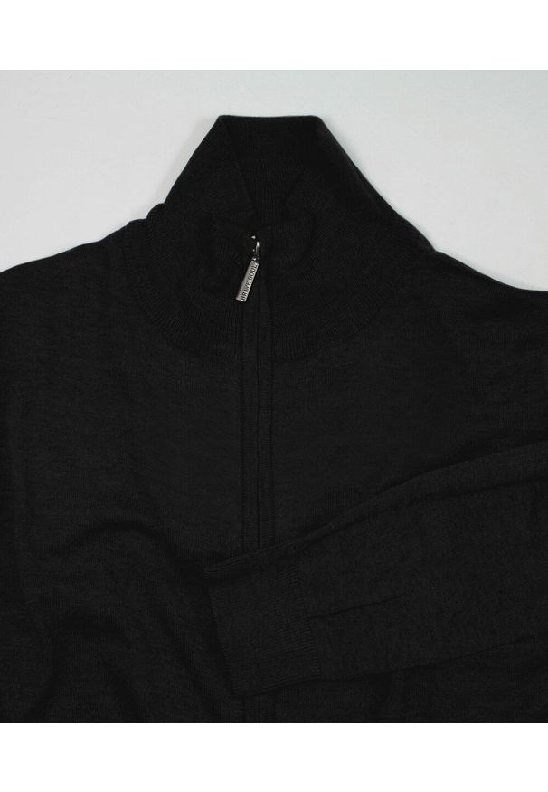 Brave Soul - Sweter Czarny Zapinany na Zamek, z Wysoką Stójką, Ściągacze, Męski -BRAVE SOUL. Typ kołnierza: kołnierzyk stójkowy. Kolor: czarny. Materiał: bawełna. Sezon: zima, jesień. Styl: elegancki