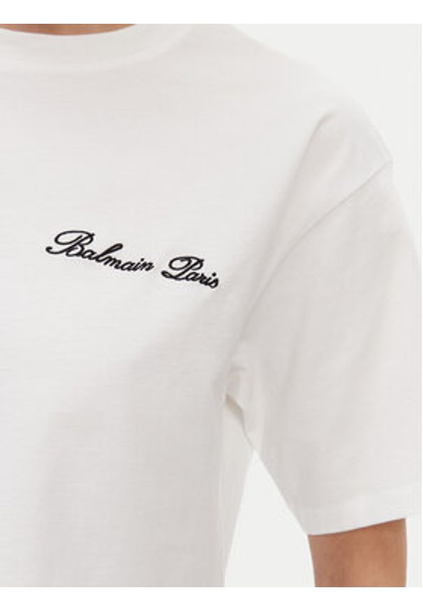 Balmain T-Shirt DF1EE020BC78 Biały Regular Fit. Kolor: biały. Materiał: bawełna