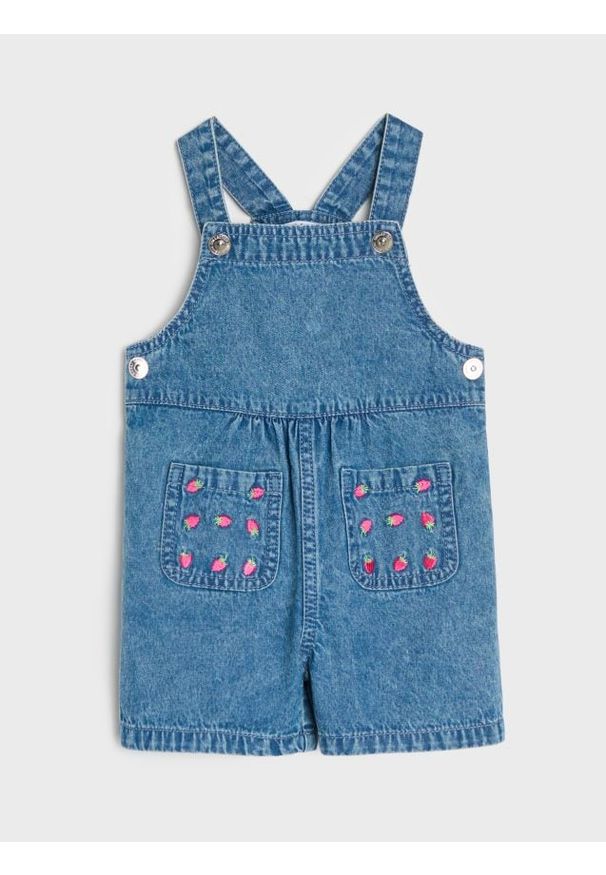 Sinsay - Jeansowe szorty ogrodniczki - niebieski. Kolor: niebieski. Materiał: jeans