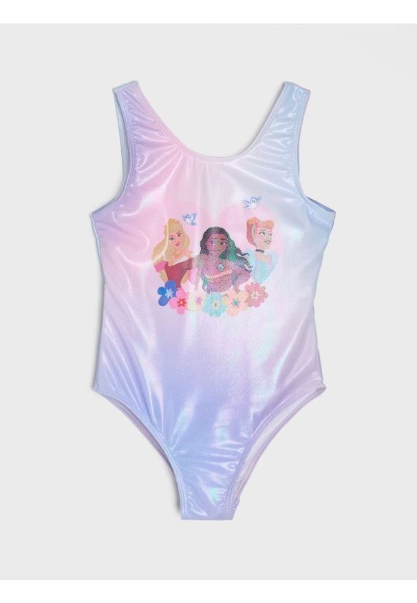 Sinsay - Błyszczący kostium kąpielowy Disney Princess - wielobarwny. Wzór: motyw z bajki