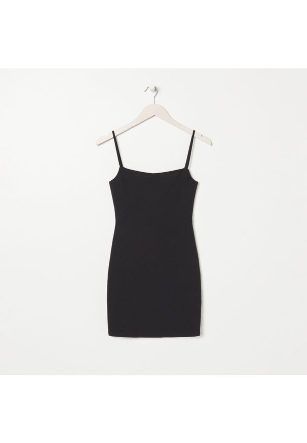 Sinsay - Sukienka mini na ramiączkach - Czarny. Kolor: czarny. Długość rękawa: na ramiączkach. Długość: mini
