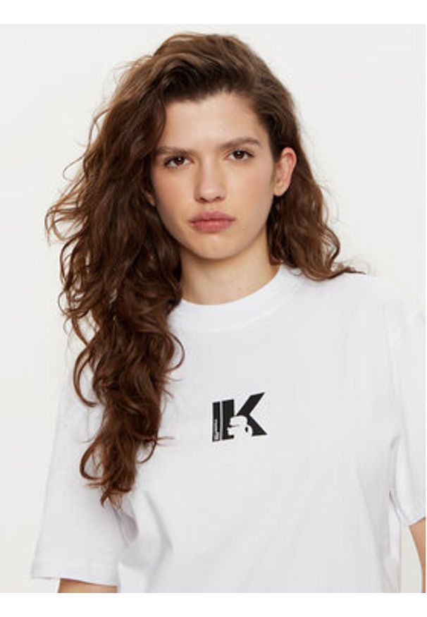 Karl Lagerfeld Jeans T-Shirt A1W17031 Biały Regular Fit. Kolor: biały. Materiał: bawełna