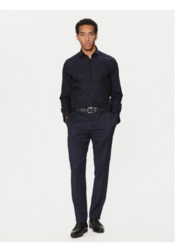 Calvin Klein Koszula K10K113840 Granatowy Slim Fit. Kolor: niebieski. Materiał: bawełna