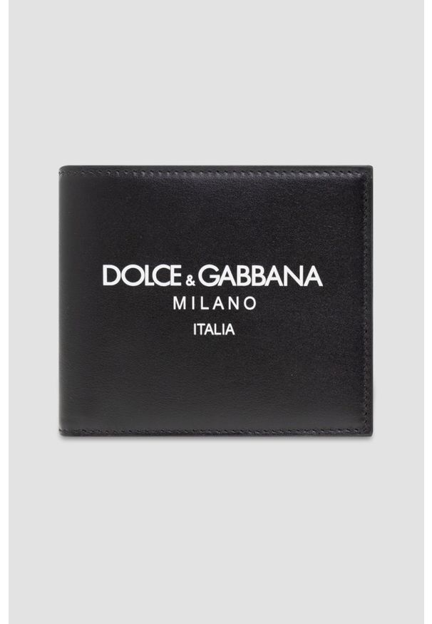 Dolce and Gabbana - DOLCE & GABBANA Czarny męski portfel skórzany. Kolor: czarny. Materiał: skóra