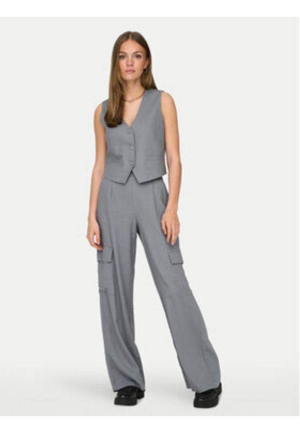 JDY Kamizelka Maya 15324995 Szary Regular Fit. Kolor: szary. Materiał: len, wiskoza