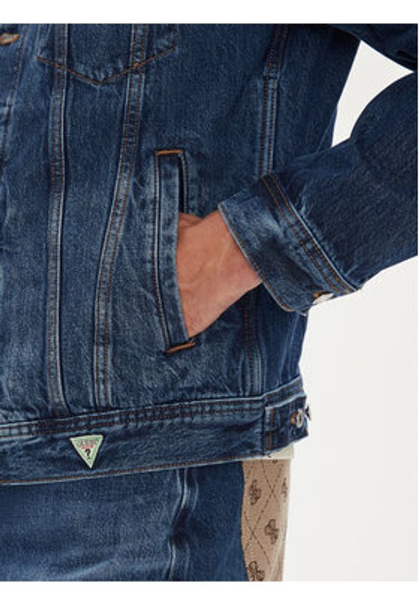 Guess Kurtka jeansowa M5YXN1 D5KT3 Granatowy Regular Fit. Kolor: niebieski. Materiał: bawełna