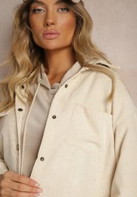 Renee - Jasnobeżowa Klasyczna Koszula Sztruksowa Nevettis. Kolor: beżowy. Materiał: sztruks. Styl: klasyczny #2