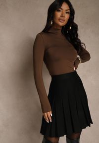 Renee - Czarna Spódnica High Waist z Wiskozą Zdobiona Plisami Coroxera. Stan: podwyższony. Kolor: czarny. Materiał: wiskoza. Wzór: aplikacja. Styl: elegancki #4